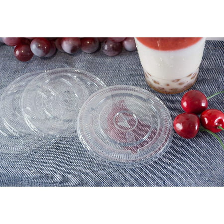 200-Pack Disposable Plastic Cup Lids for Drink Cups Boba Tea Smoothies Coffee 4"